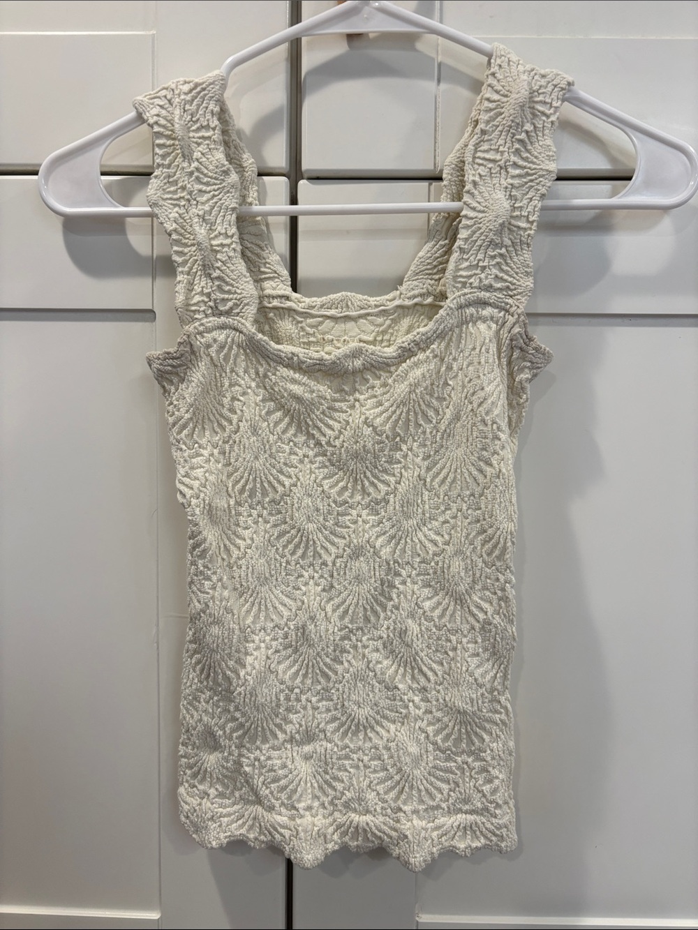 Free People Cream Textured Wide-Strap Tank